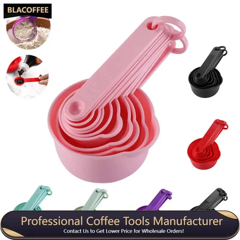 

Measuring Cup Kitchen Set 11pcs/Set Multicolor Plastic Measure Spoon Portable DIY Baking Supplies Stack-able Scale Spoon