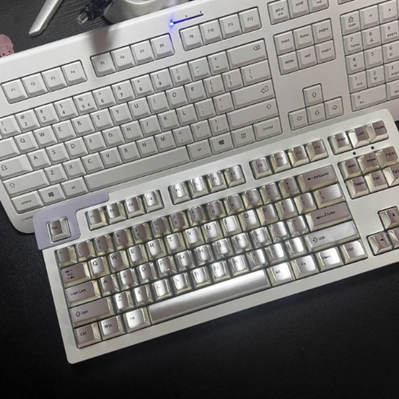 Sanmu Peripheral Keycaps Custom Cherry Profile Matte Silver White Minimalist Full Set of Metal Mechanical Keyboard Keycaps Gift