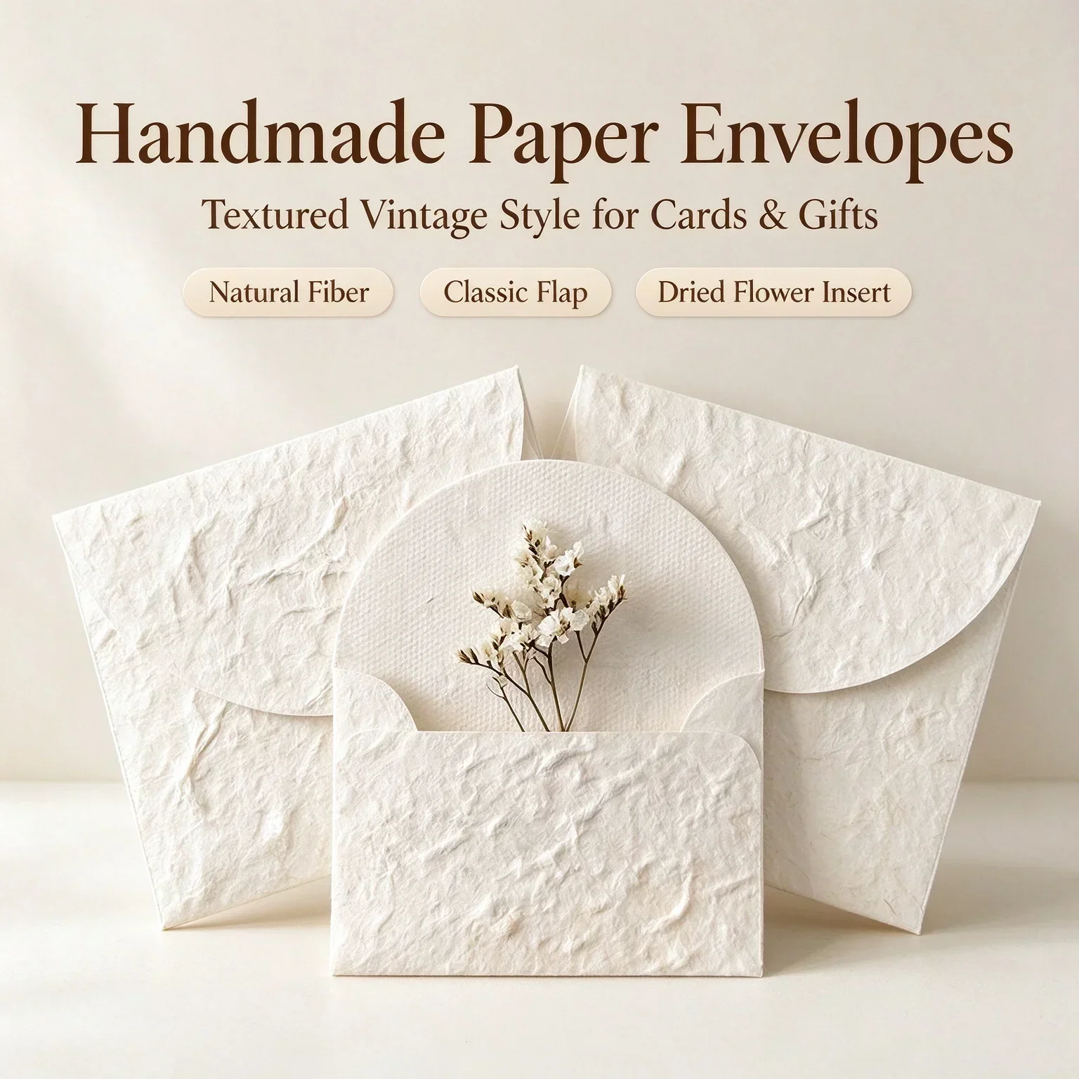 20PCS Handmade Textured Envelopes, Cotton-Feel Specialty Paper Envelopes, 3D Texture, Precisely Cut Handcrafted Envelopes