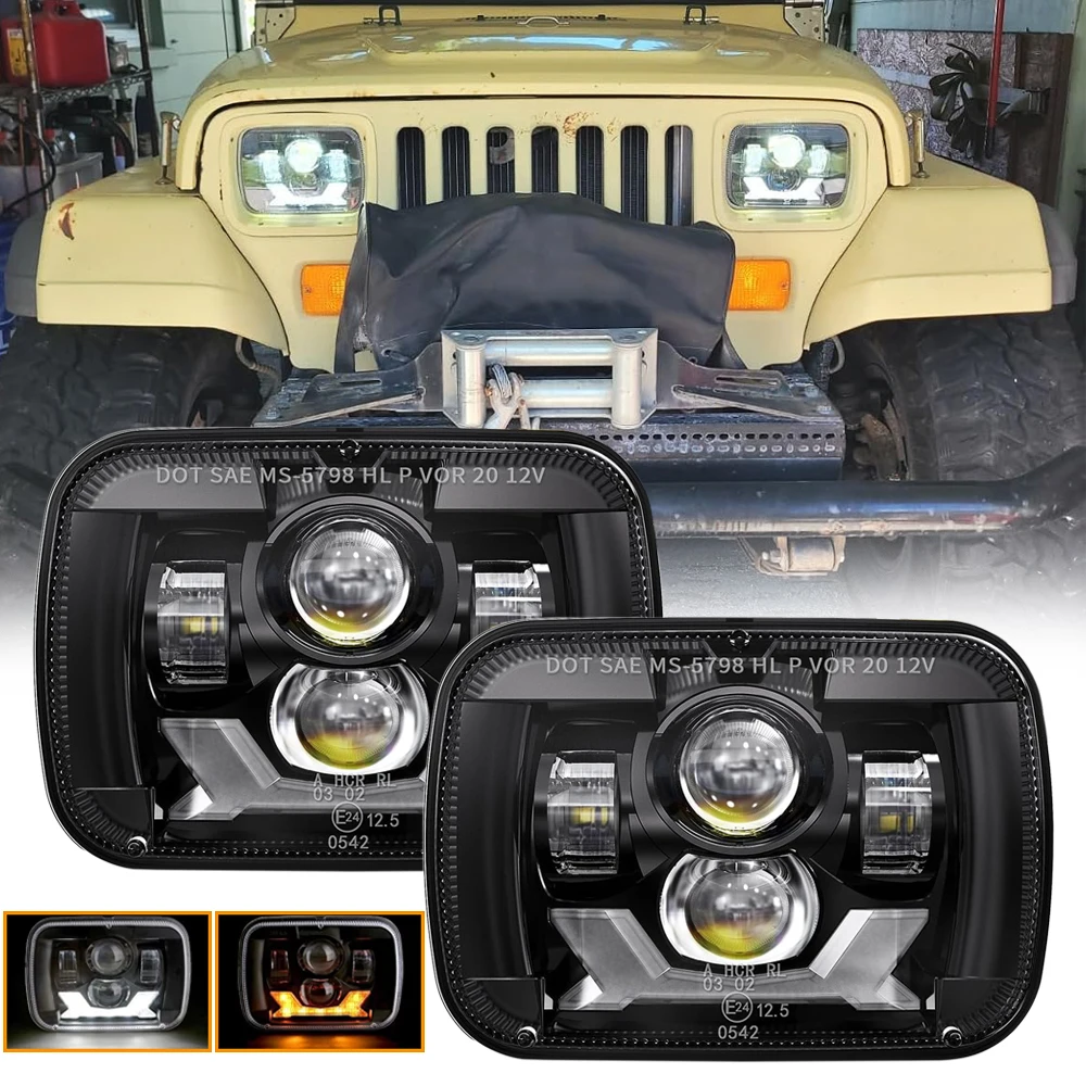 5x7'' 7x6'' LED Headlight H6054 H5054 LED Headlamp for Jeep Wrangler YJ Cherokee XJ Comanche MJ GMC Ford S10 Blazer Express Van