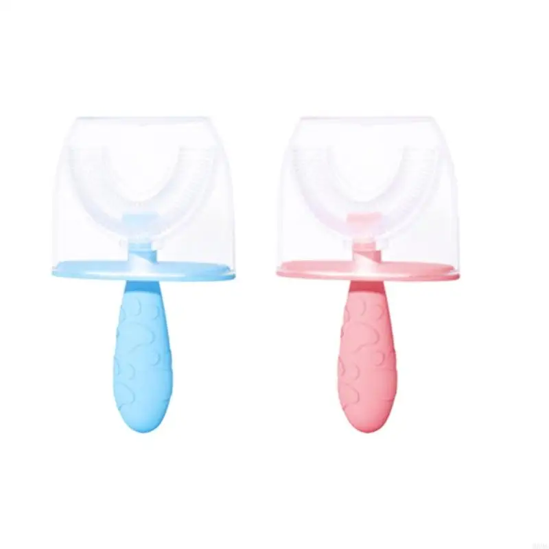 

M89C Kids Toothbrush Silicone Round Type Brush For Toddlers 2-6 Years Gentle gums Care Fun Cartoon Figures Simple Rinse Bathroom