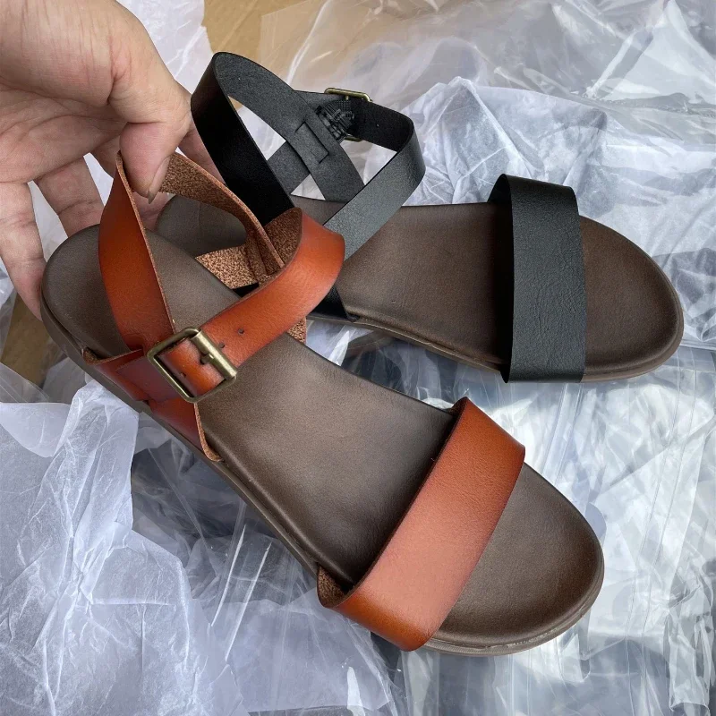 Sandales romaines décontractées pour femmes, nouvelles chaussures d'été, Parker à structure ouverte simple, chaussures de plage souples et confortables, grande taille