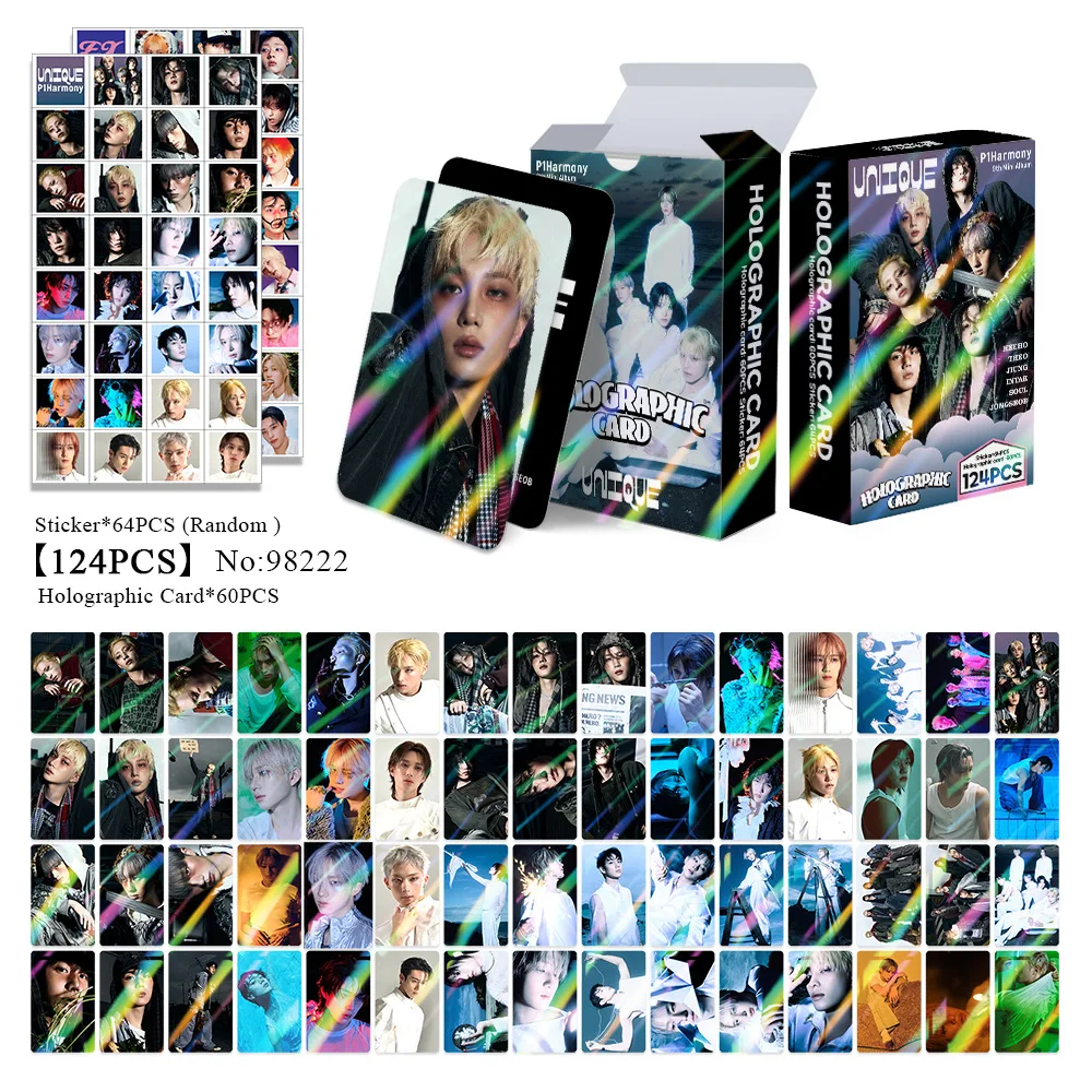 

124Pcs/Set Idol P1HARMONY New Album UNIQUE Flash Card Lomo Cards Sticker Postcard KEEHO THEO JIUNG INTAK SOUL JONGSEOB Fans Gift