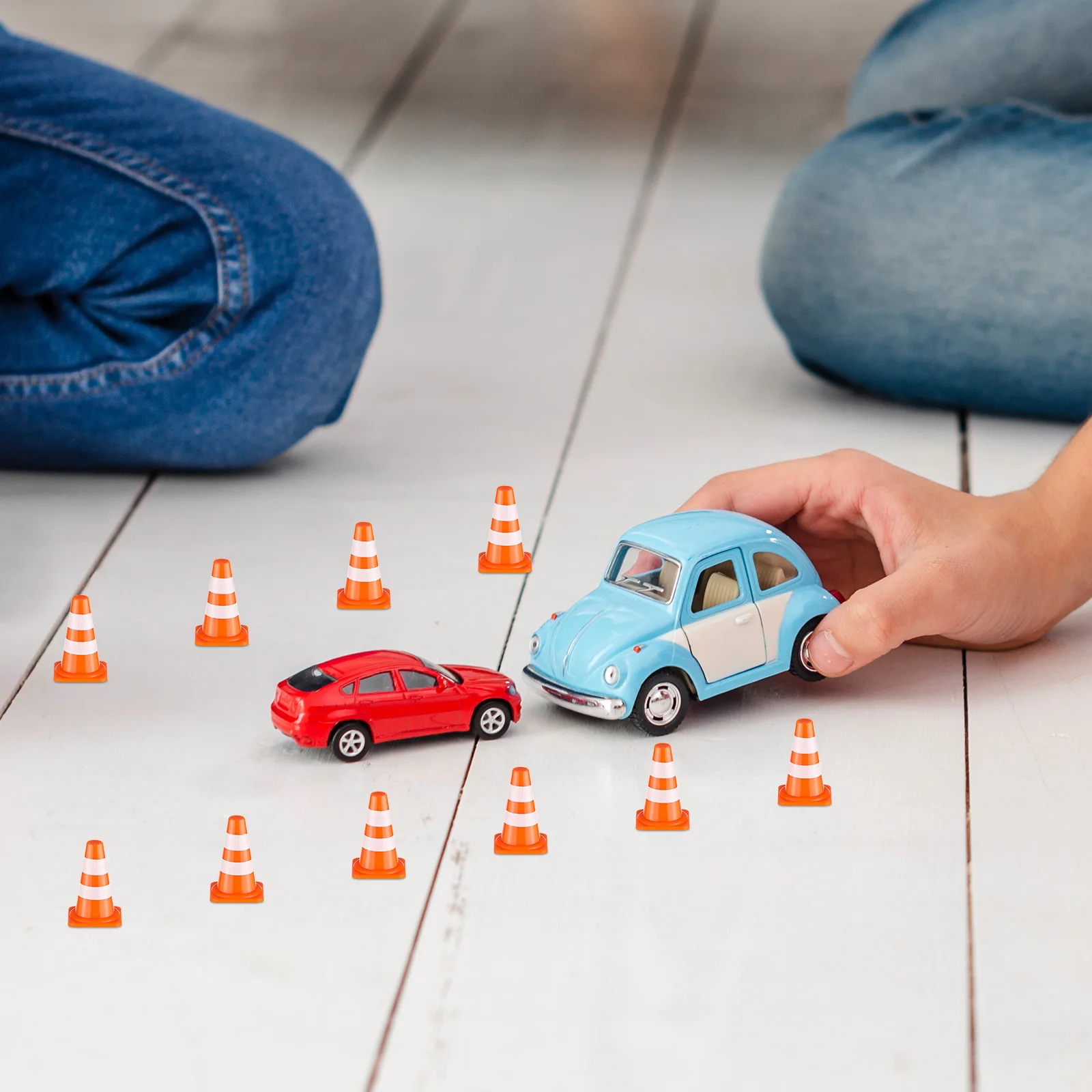 

50 Pcs Traffic Cognitive Toys Mini Safety Cones Bulk Miniature Plastic Construction Tiny Pylons Kids Educational Interactive