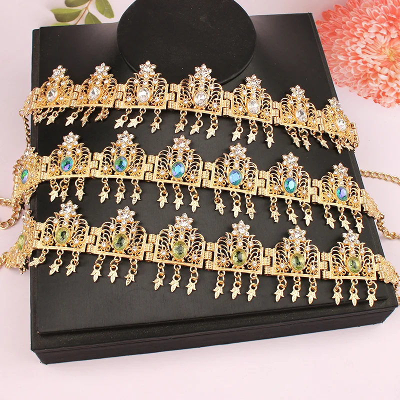 Women Hair Accessories Algeria Tassel Forehead Chain Headband Bridal Hair Chain Arabian Ladies Wedding Jewelry Wholesale Bride