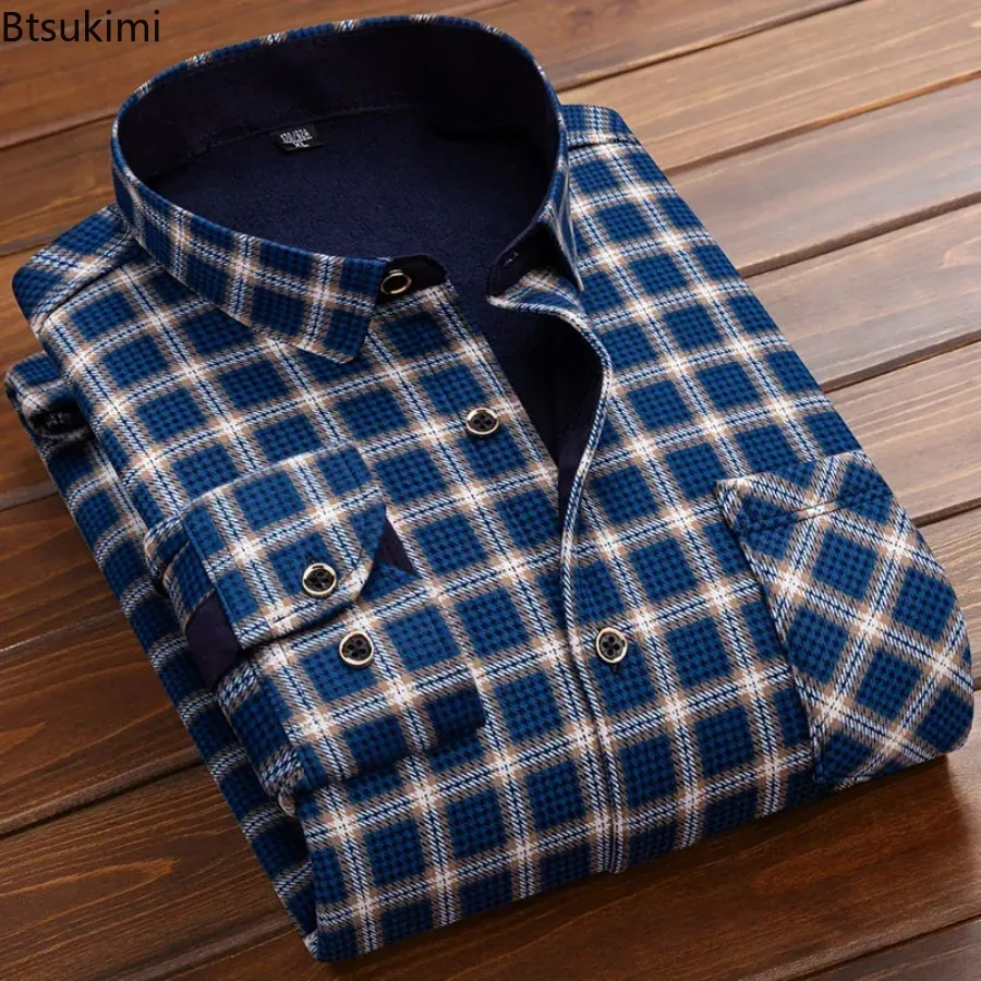 

Men's New Arrival Soft Warm Shirts Plaid Design Fashion Shirts for Men Evening Party Business Turn Down Collar Shirts Tops Male