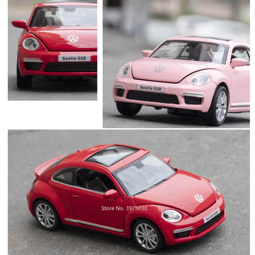 1:32 Alloy Diecast Volkswagen Beetle GSR Toys Cars Models Sound Light Vehicles Wheel Pull Back Miniature Car Kids Festival Gifts