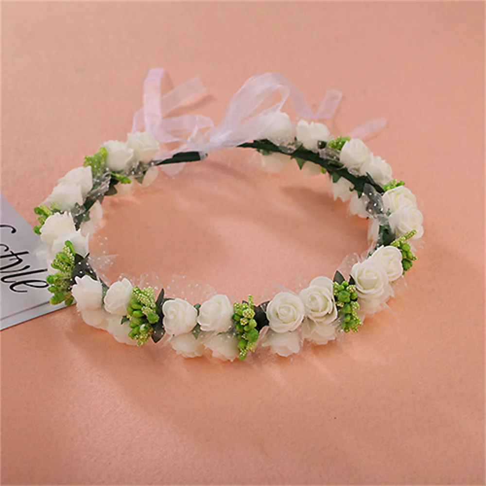 Women Beach Headband Floral Hair Lady Girls Bride Boho Flower Headband Floral Head Wreath Garlands Bohemia Beach Flower 13Colors