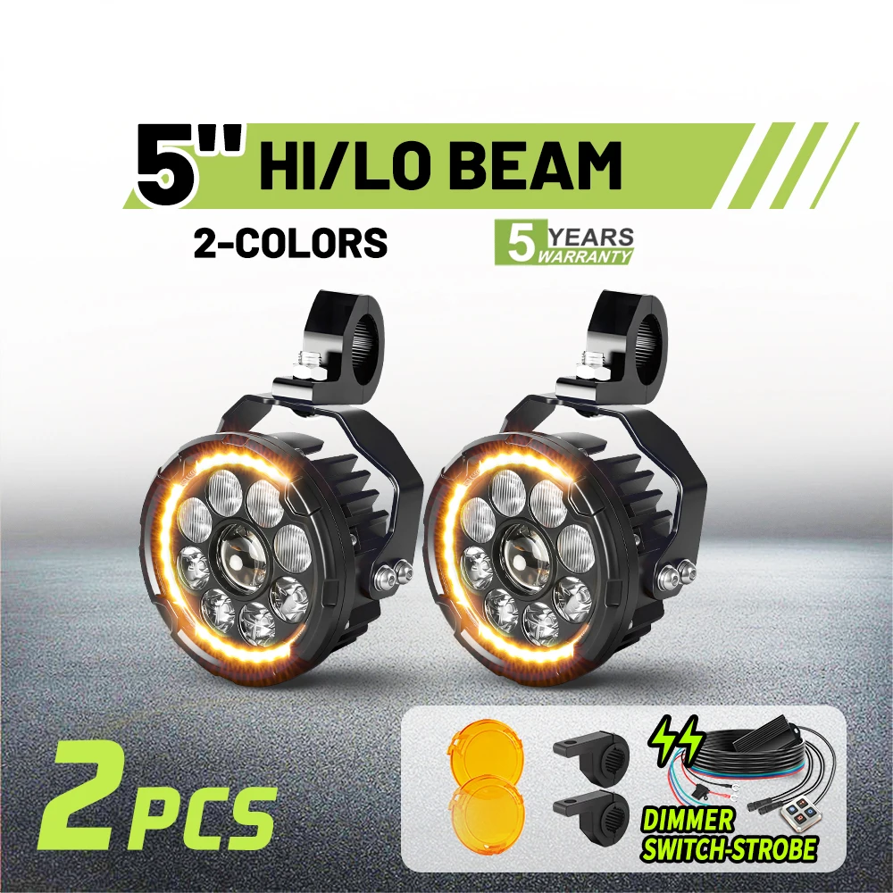 Braveway 5 inch motorfiets koplamp mistlampen led extra rijlamp dubbele kleur DRL voor BMW R1200GS R1250GS ADV F800GS 12V