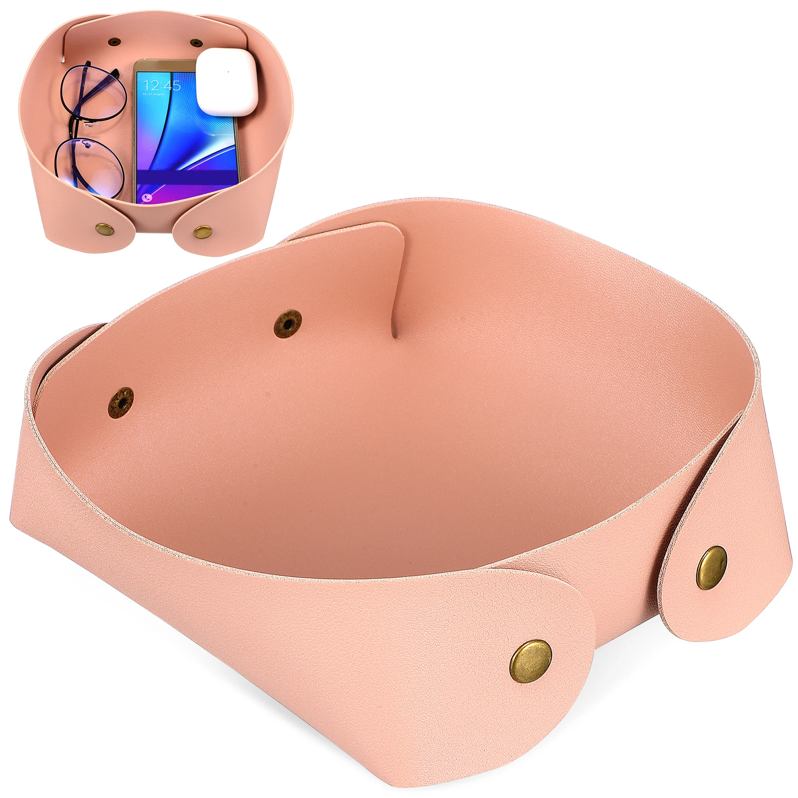 

Storage Tray Premium PU Desk ganizer Anti Scratch Foldable Bin Jewelry Key Holder Home Accessories Storage Box