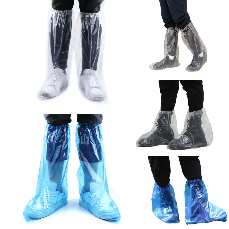 Premium Disposable Boot Covers Plastic Long Waterproof Shoes Cover for Men Women Non Slip Boot & Shoe Covers Protection Dropship