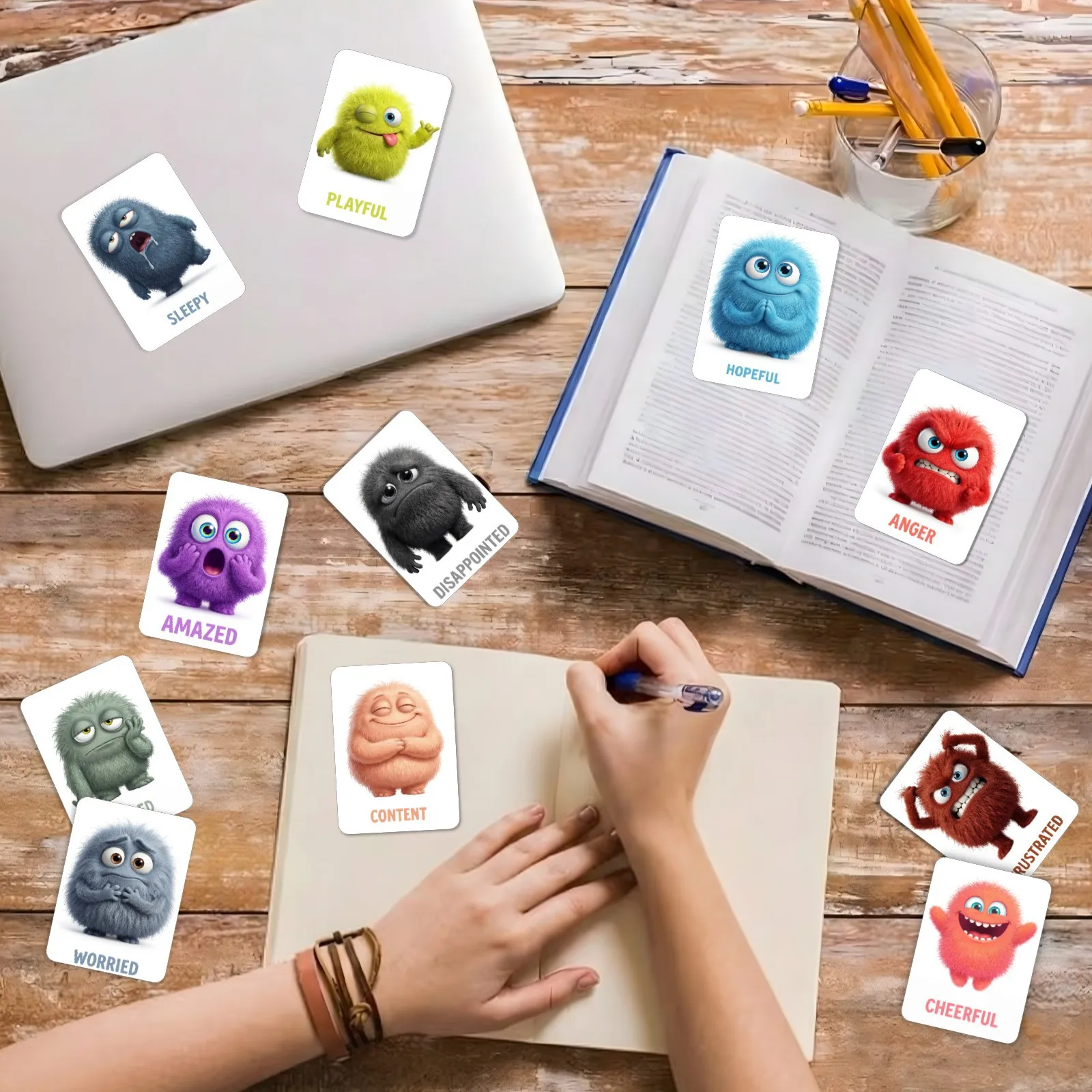 36-teiliges Monster-Emotionskarten-Set, Sozial-Emotionales Lernmaterial, Plüsch-Monster-Gefühlskarten für Kleinkinder, Vorschulbildung – Detail 3