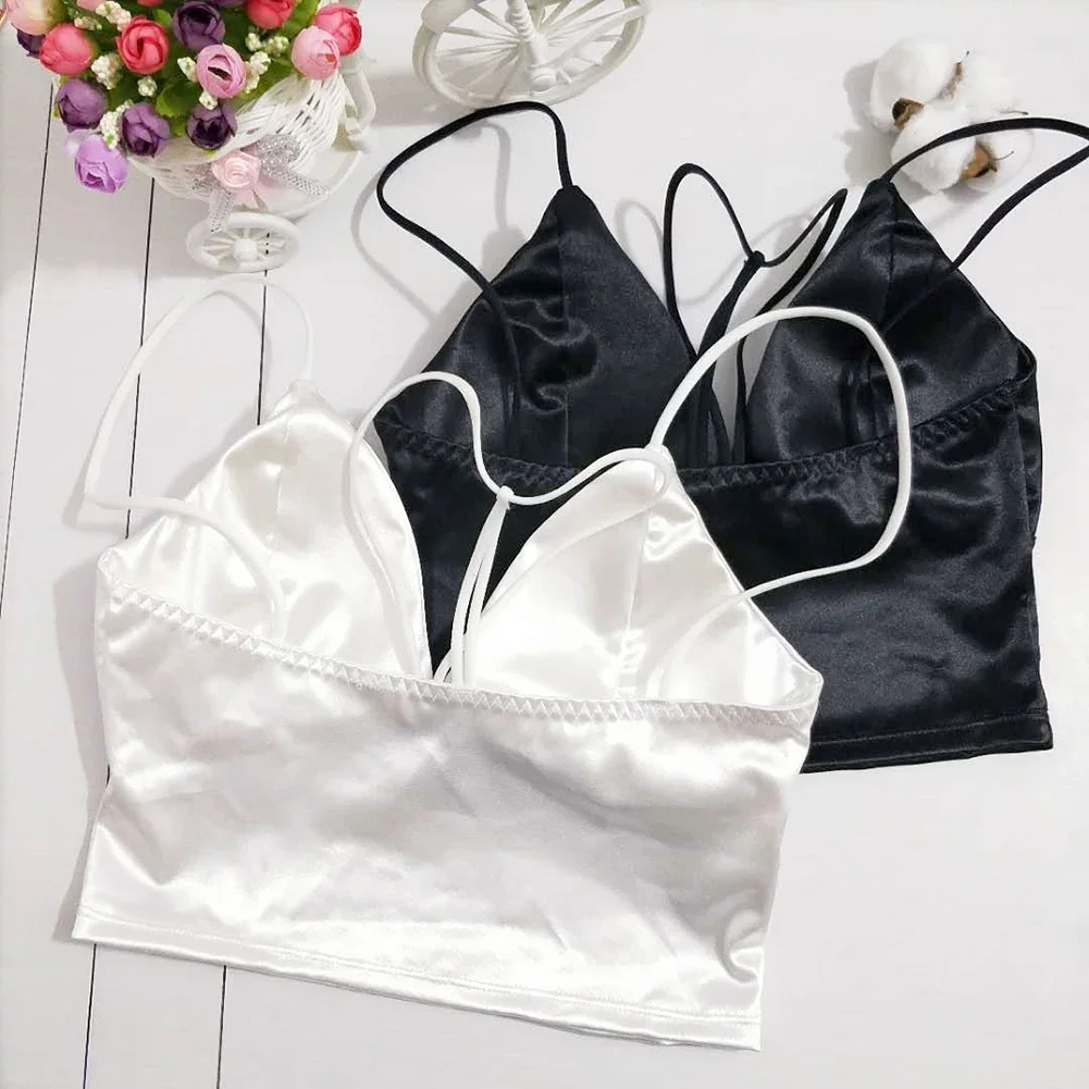 Brand New Going Out Home Sling Tops Bandeau Underwear Free Size Halter Top Polyester Slightly Elastic Solid Color