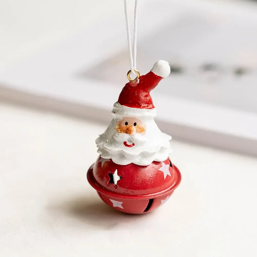 Cute Christmas Santa Bell Pendant Iron Art Hanging Snowman Bell Pendant Rust-proof Xmas Tree Ornaments Home Decor