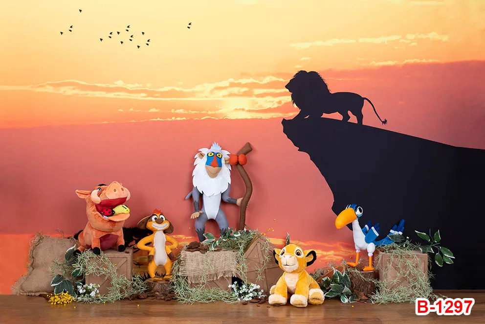 Simba latar belakang raja singa untuk fotografi Studio foto latar belakang pesta ulang tahun Safari hutan daun hijau anak laki-laki