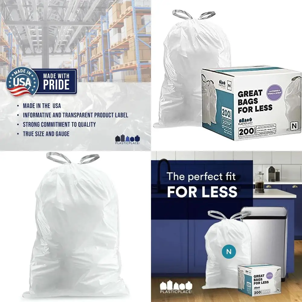 

Мешки для мусора с ароматом лаванды и нежной ванили, 12-13 галлонов, 200 штук, 45-50 литров, 1,2 мил, 22,5 x 31,5 дюймов