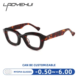 Japan Handmade Acetate Thick Frame Square Men Retro Myopia Glasses Women Reading Glasses Anti Blue Light Prescription Eyeglasses
