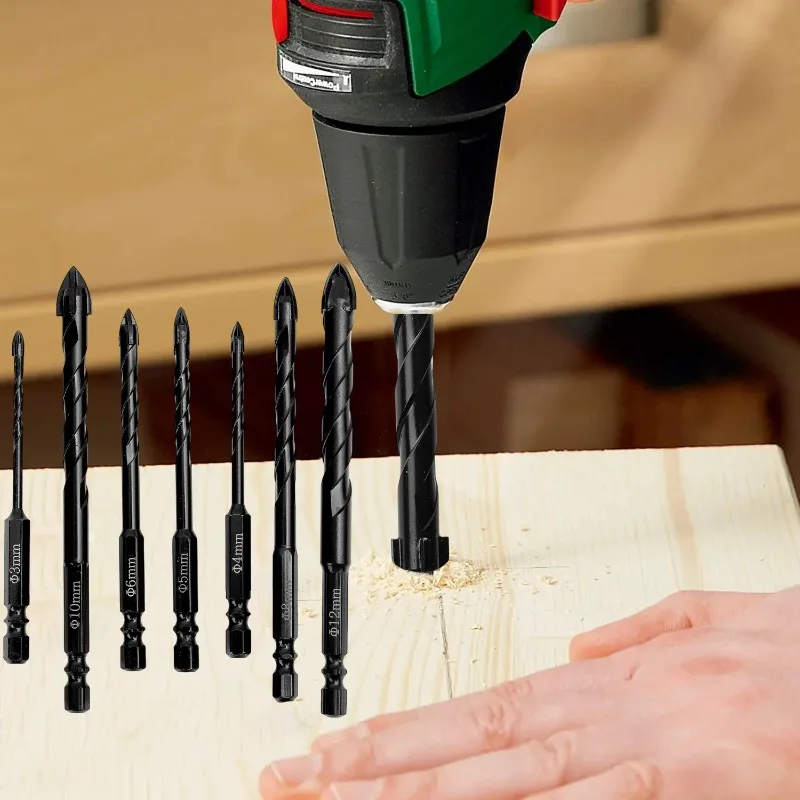 3/4/5/6/8/10/12mm cruz hex broca conjunto de perfuração rápida brocas de carboneto cruz interna três pontos chave de fenda bit ferramentas