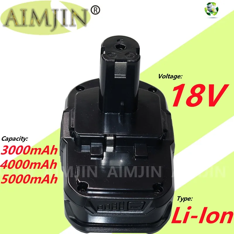 3.0Ah/4.0Ah/5.0Ah Replacement For Ryobi 18V Lithium Battery Compatible With  P107 P108 P102 P103 P104 P105 P10