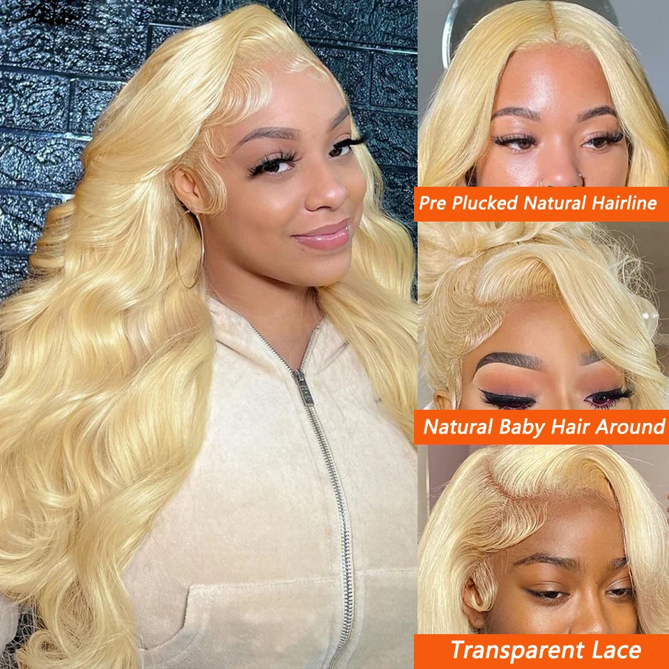 Honey Blonde Lace Front Wig Human Hair Wigs For Women Brazilian Hair Pre Plucked 30 32 Inch 13x4 Body Wave 613 Lace Frontal Wig