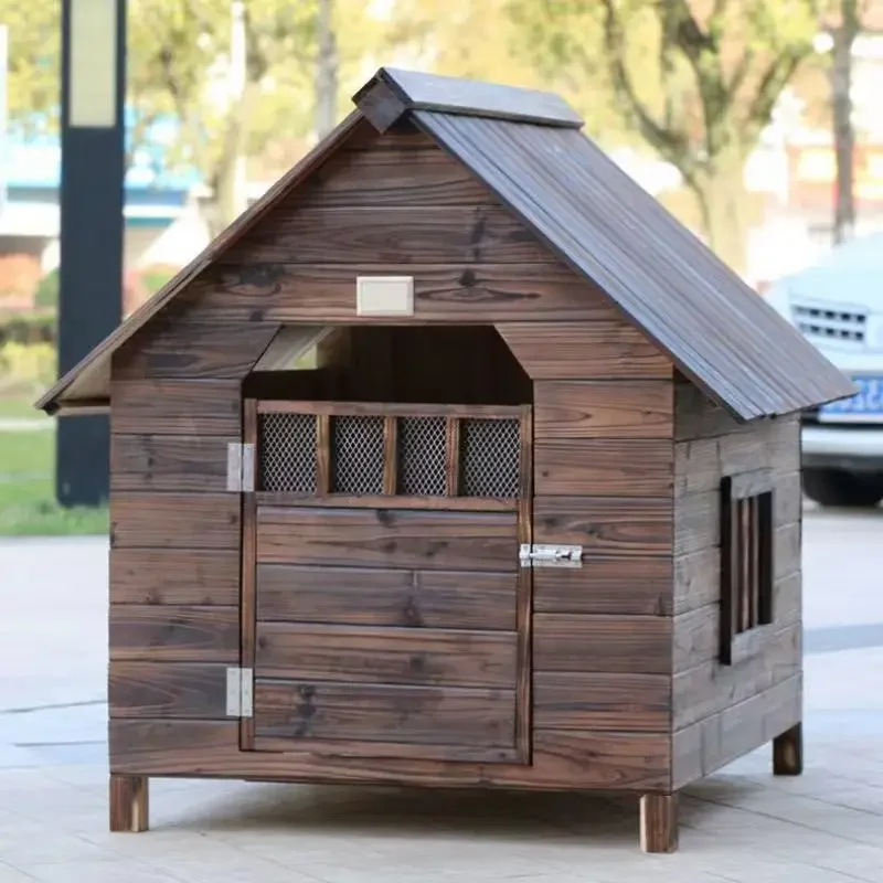 Large dog kennel Solid wood  house Rainproof waterproof Four Seasons cage g hous