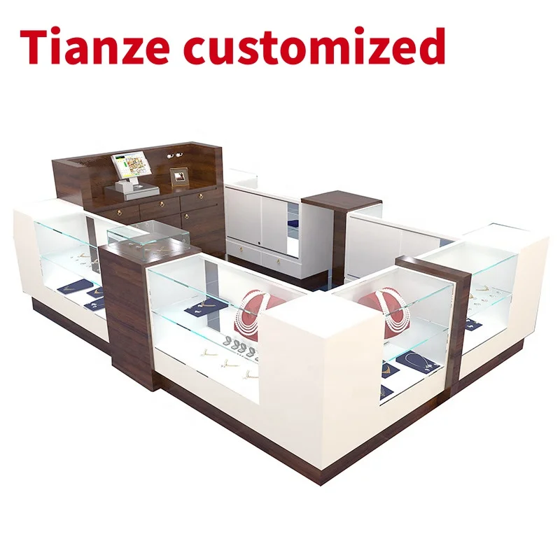 (Customized) Youyuan 2021 hot selling silver jewel showcase kiosk jewelry store design with lighting decoration