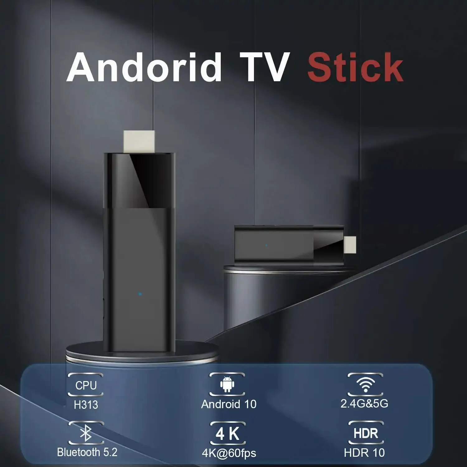 LEMFO-Q6 Smart TV Stick, Android 10, Touriste, Wifi, 4K, HDR10, 2 Go, 16 Go, Mini TV Stick, Android 10.0, Smart TV Box, 1 Go, 8 Go Media First