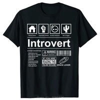 Unisex Style Men's Clothing Oversized T-shirt Humor Quotes Fitness T Shirt Sayings Humor Introvers Joke Introvert Cotton Tshirt