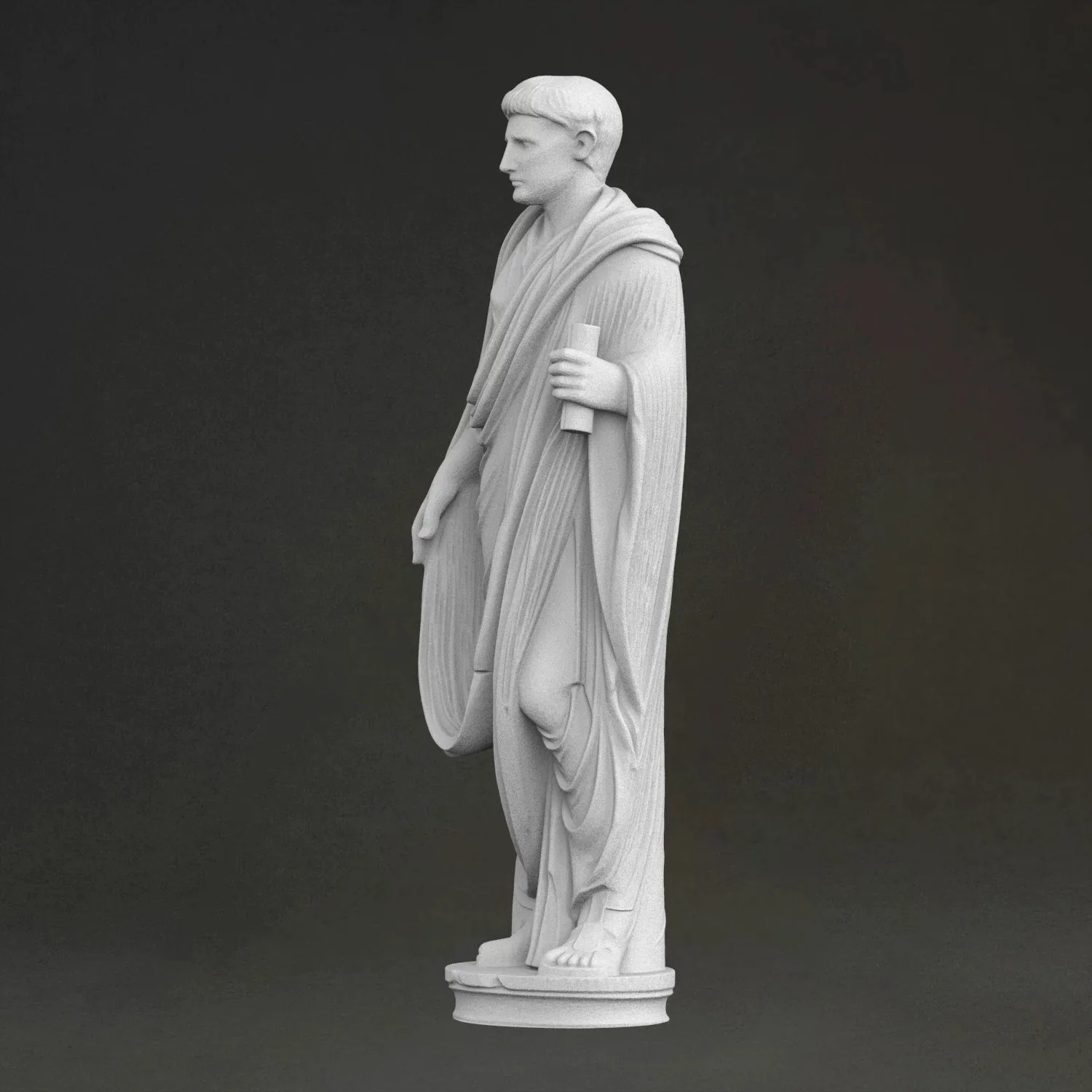 'Augustus' Sculpture, 3D Printed Resin Material, Hand-Painted, Plaster-Like Textured Decoration (Ships Within 10 Days)
