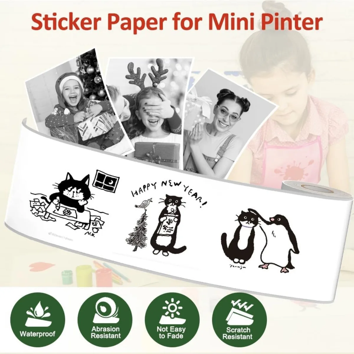 ورق حراري أبيض ذاتي اللصق للطابعات الصغيرة عالية الدقة - غير مشحونة، بدون بطارية أو مكون إلكتروني #2