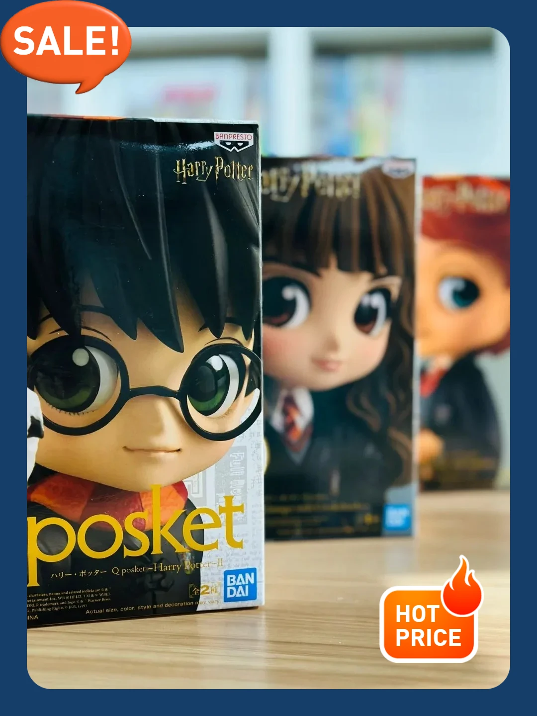 

14cm Original Bandai Q Posket Harrys Potter Series Version Role Draco Malfoy Hermione Action Figure Anime Collectible Kids Dolls