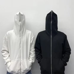 Y2K Men Hoodies Harajuku Hip Hop Full Zipper Jacket Coat Streetwear  Punk Loose Pocket Hooded Sweatshirt