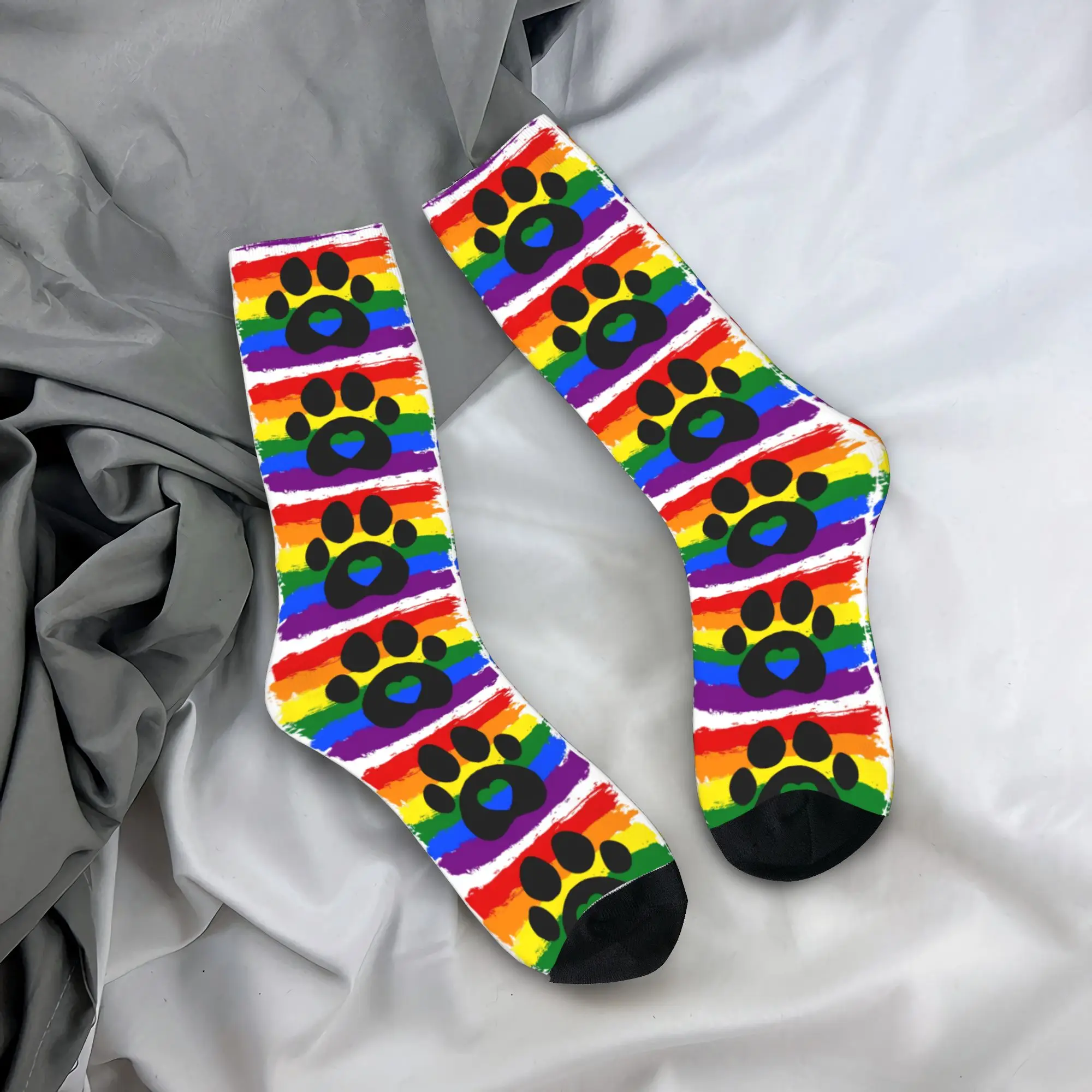 Dog Paw Print Socks  Funny Stockings Autumn Anti Skid Unisex Men Socks Quality Graphic Running Socks