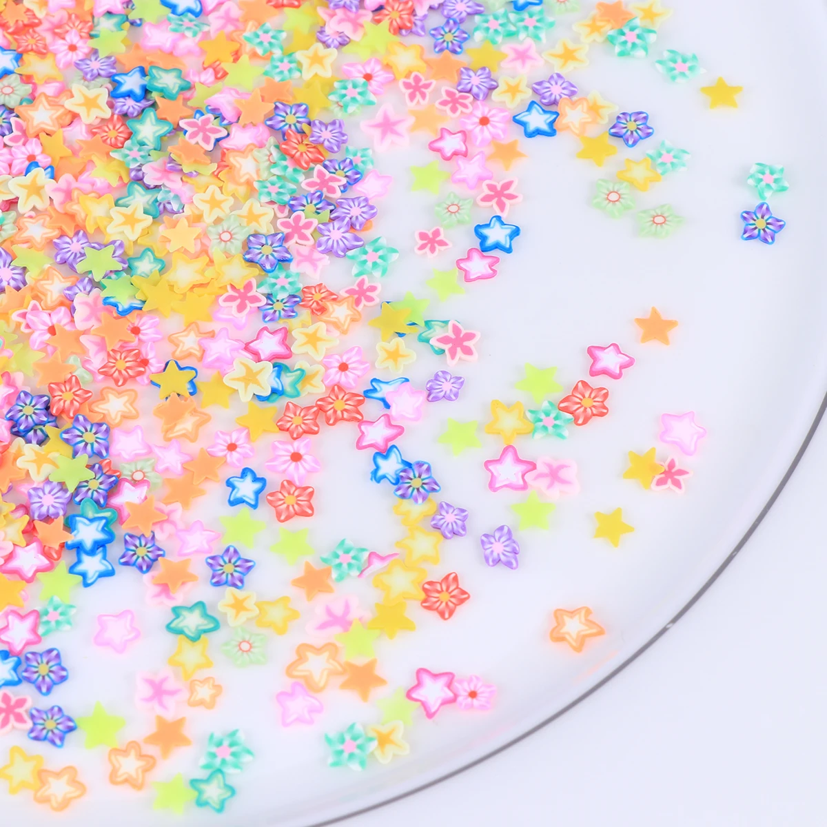 

1000pcs Nail Art Decor Colorful Fruit Ceramic Slices Diy Manicure Tool For Women Polymer Clay Five-Pointed Star