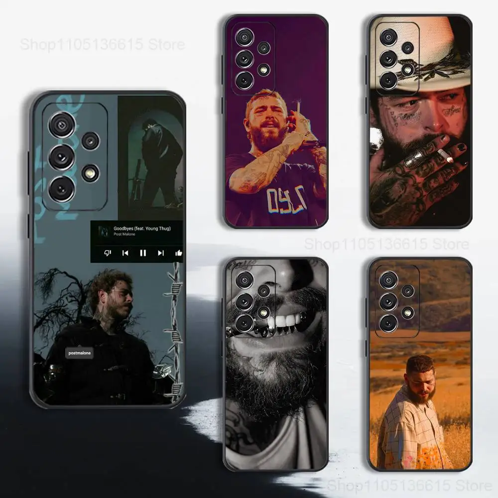 

P-Post M-Malone Singer Phone Case For Samsung S25,S24,S23,S22,S21,S20,S10,Ultra,Plus,Lite,FE,Soft Silicone Black Cover