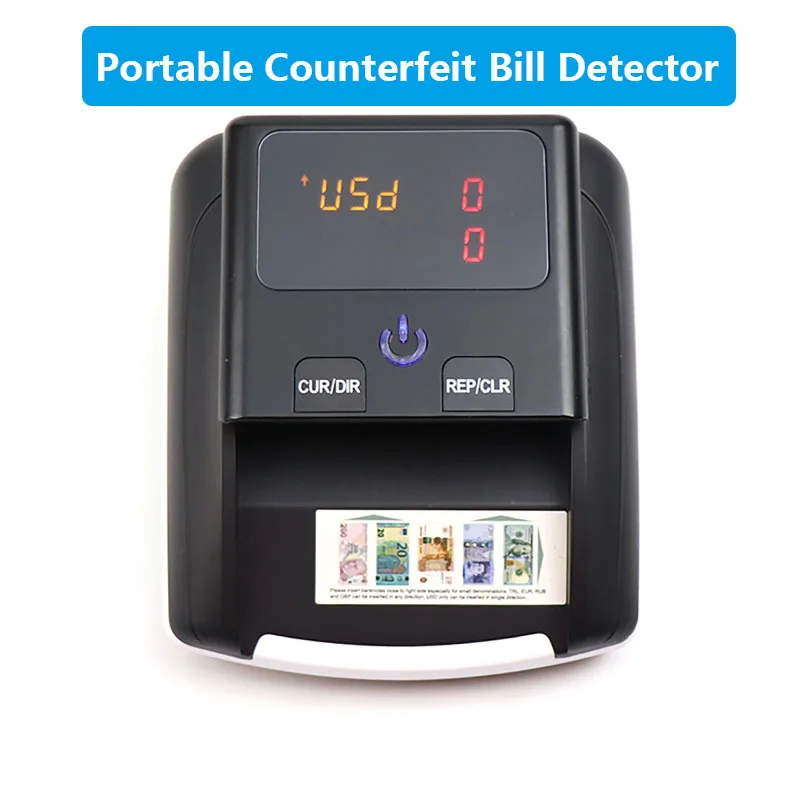 Mini validatore portatile di banconote da dollari USA e euro Rilevamento automatico di denaro Display a LED Rilevatore di banconote false ricaricabile