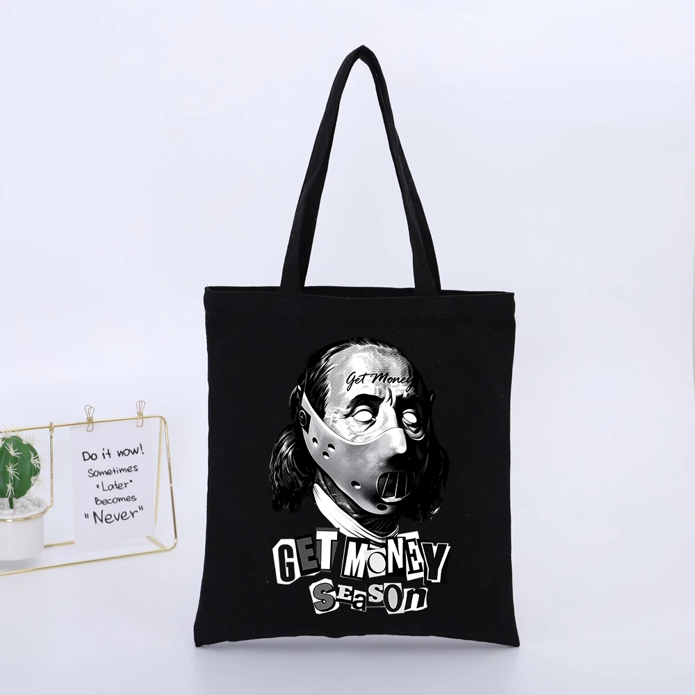 Graphic Canvas Tote Bag with Typography Print, Urban Style for Daily Shopping and Casual Outings