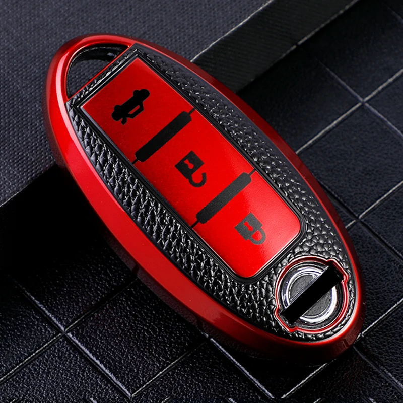 TPU Leather Car Key Case Cover for Nissan Leaf Micra Qashqai J11 J10 X Trail T32 Versa Note Patrol Key Fob Cover Accessories