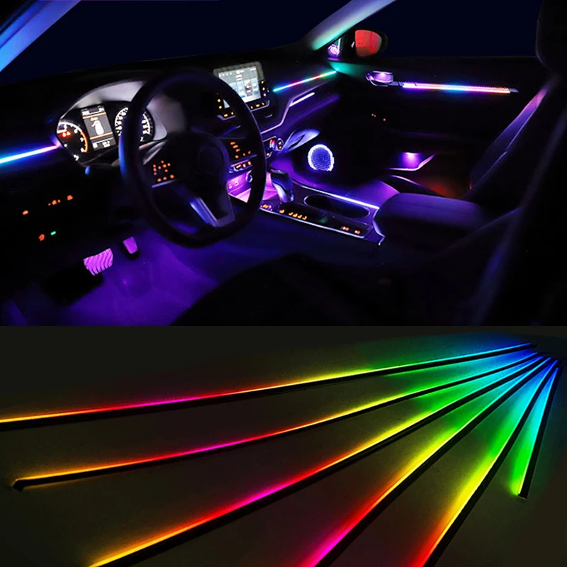 18 In 1 Car Interior LED Ambient Lights Strip Symphony 213 /RGB 64 Colors Acrylic Full Color Streamer Decoration Atmosphere Lamp