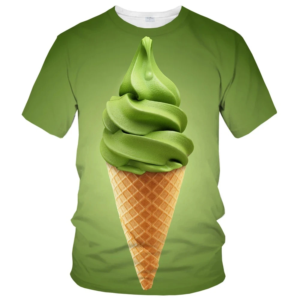 Ice Cream 3D Printing T Shirt Man Summer O-Neck Short Sleeve Oversized Top Casual Tee Loose Streetwear Unisex Vintage Cloth