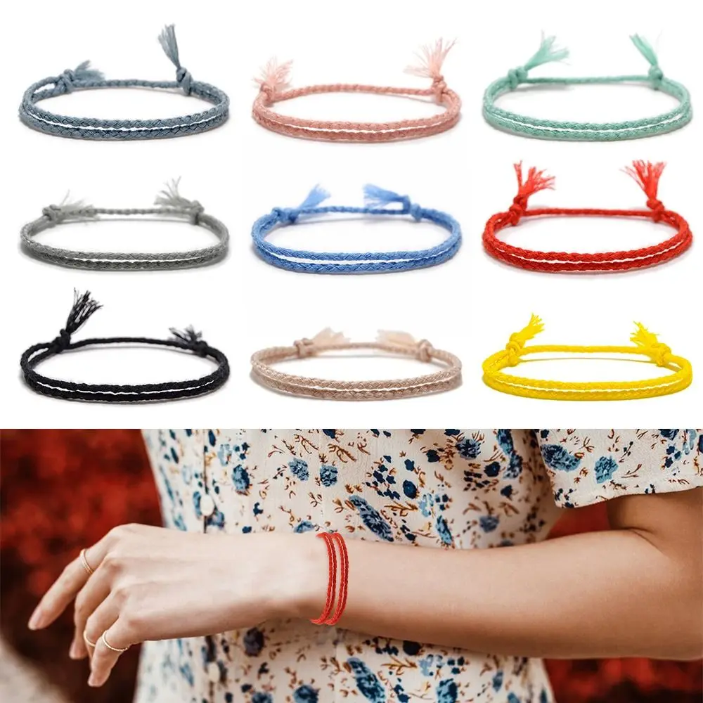 Multicolour Braided String Bracelet Handmade Adjustable Length Braid Bracelet Simplicity Ornament Knotting String Hand Rope
