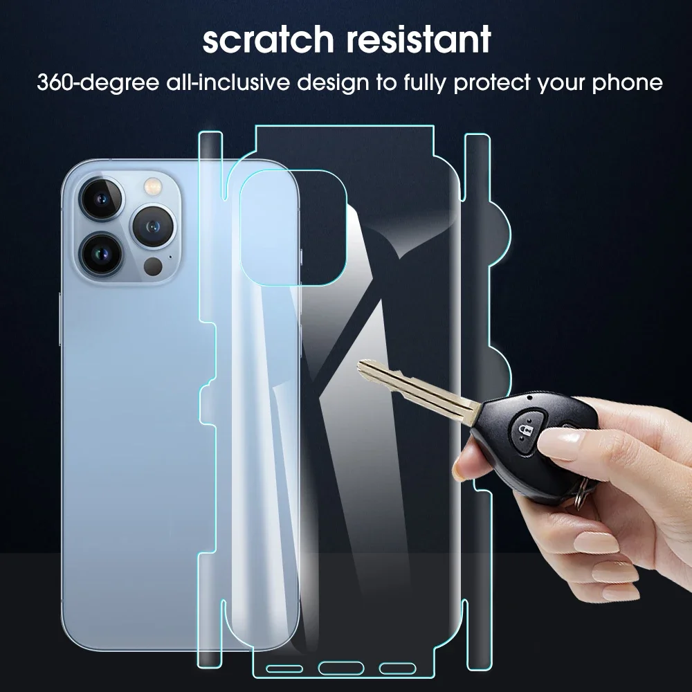 15PM Side Back Full Cover Anti-Scratch Frame Sticker for iPhone 15 14 Plus 13 Mini 12 Pro Max Border Hydrogel Film for iPhone15