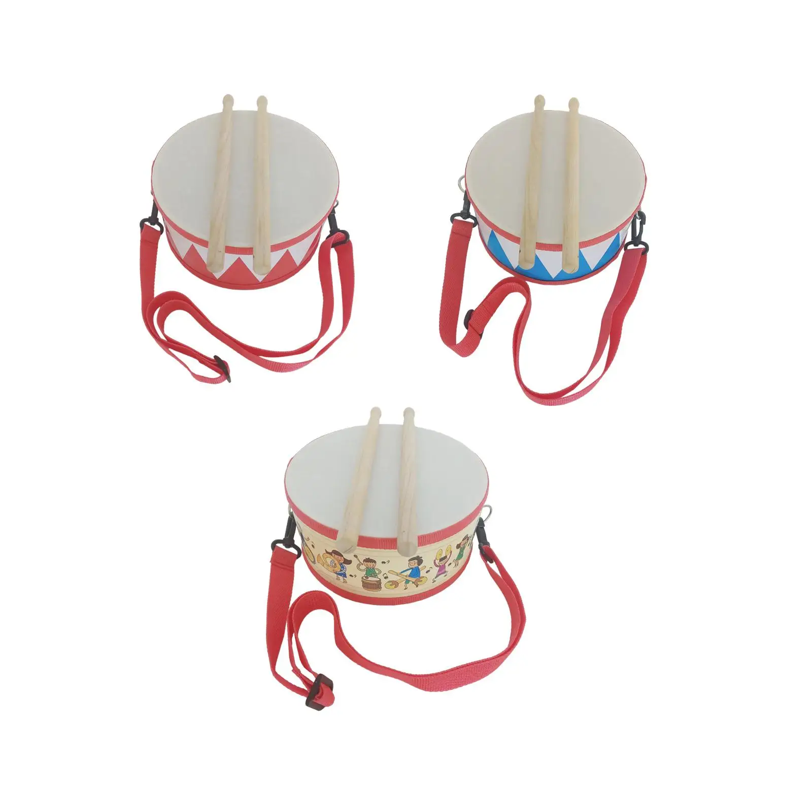 Juego de batería para niños, regalo educativo duradero para cumpleaños y vacaciones con correa ajustable, regalos del Día de San Valentín para niños, juguetes de tambor de madera