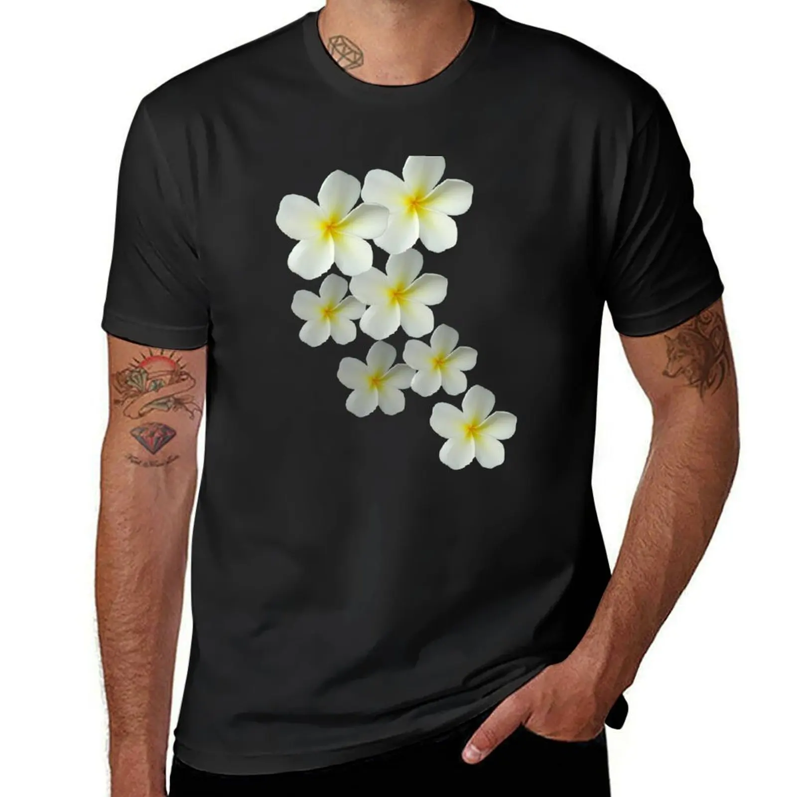 Frangipani - White and Yellow T-Shirt blacks Blouse quick-drying men graphic t shirts