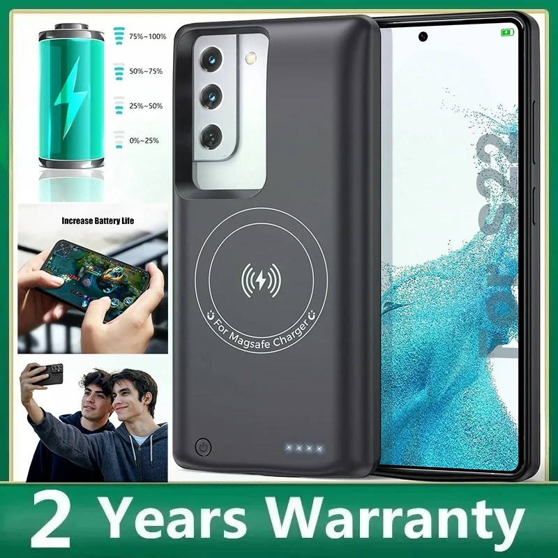 Travel Fashion 10000mAh Battery Charger Case for Samsung Galaxy S23 Ultra S24 Ultra S25 Plus S22 Wireless Charging Phone Cover