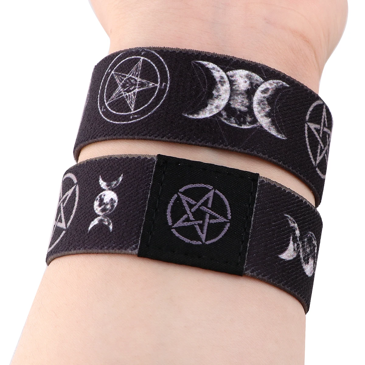 Bracelet Bracelets on Hand Triple Moon Goddess Wicca Pentagram Magic Amulet Stretch Wristband Bracelet for Women Men Bangles