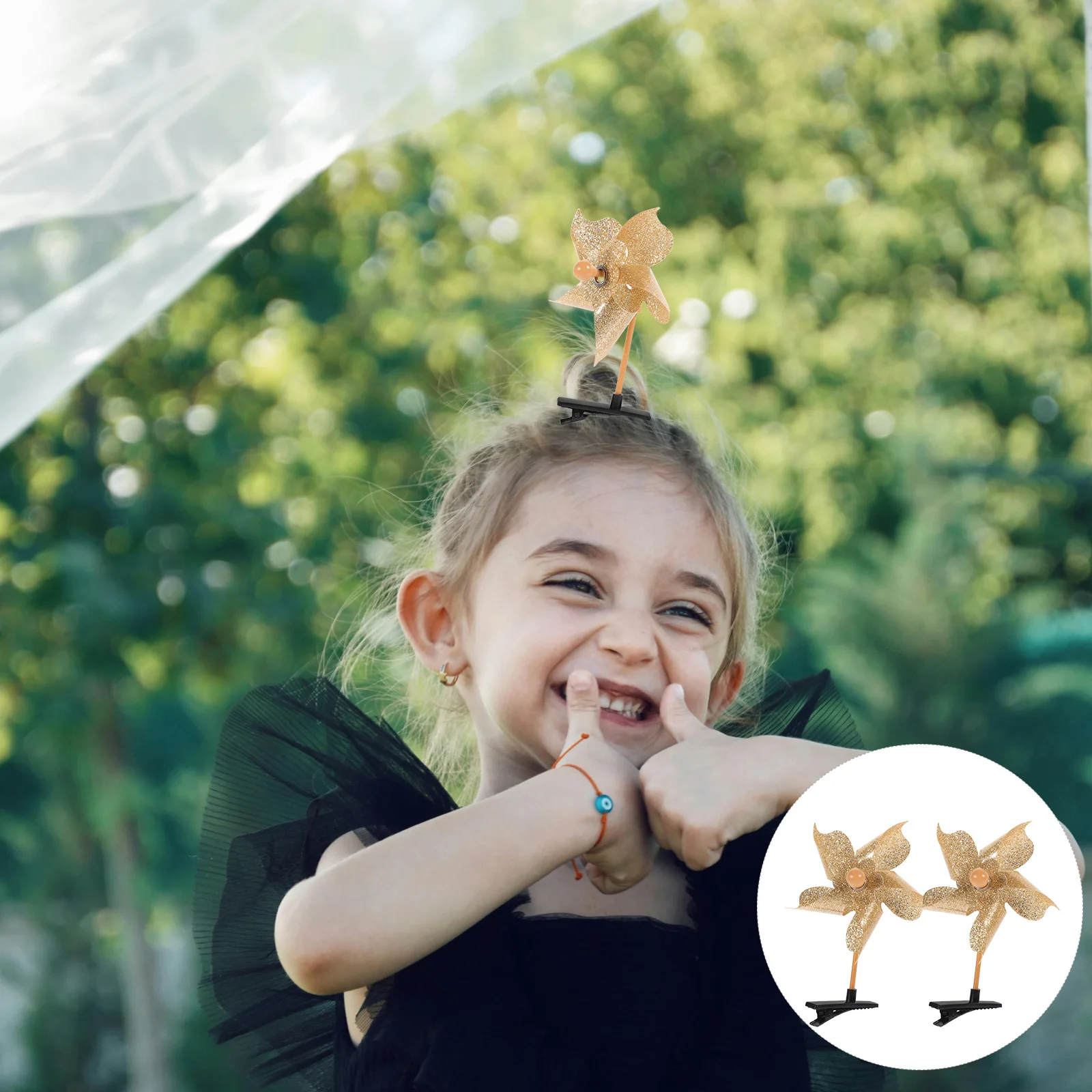

24pcs Clips Colorful Rotating Accessories for Girls Little Girl Hair Accessories Toys Golden Hair Decorations Styling Aids