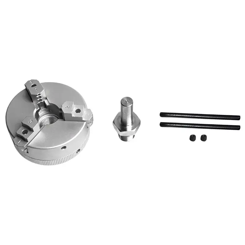 

ABLN-Aluminum Alloy Self Centering Mini Three Jaw Chuck For Lathe Bench Grinder Electric Drill Woodworking Turning Tool B