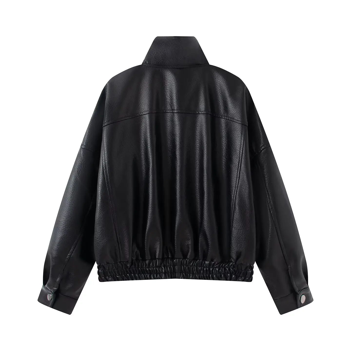 BSAY 2026 Neue Damen Vintage Mode Kunstleder-Motorradjacke mit Reverskragen, Gürtel-Dekor, Taschen, Elastischem Saum, Lässiger Kurzer Mantel – Detail 8
