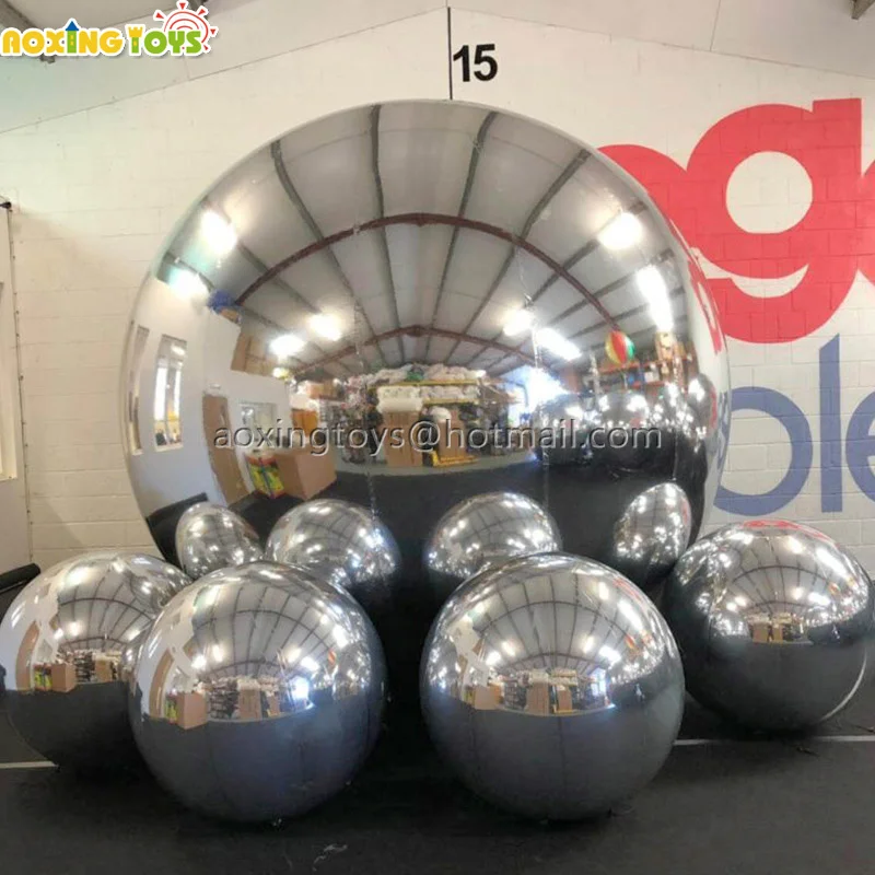 

High Quality Giant Silver Inflatable Mirror Ball,PVC Inflatable Reflective Balloon For Party Stage Show Advertising Decoration